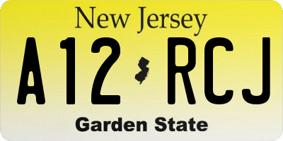 NJ license plate A12RCJ