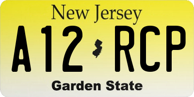 NJ license plate A12RCP