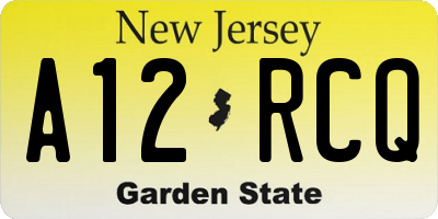 NJ license plate A12RCQ