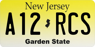 NJ license plate A12RCS
