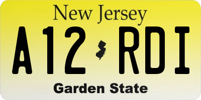 NJ license plate A12RDI