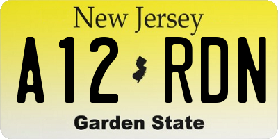NJ license plate A12RDN