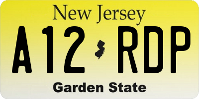 NJ license plate A12RDP