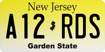 NJ license plate A12RDS