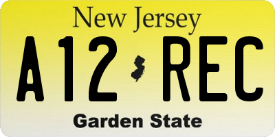 NJ license plate A12REC