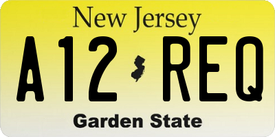 NJ license plate A12REQ