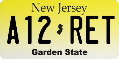NJ license plate A12RET