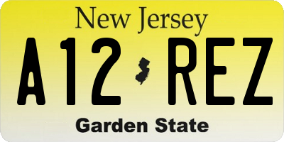 NJ license plate A12REZ