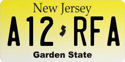NJ license plate A12RFA