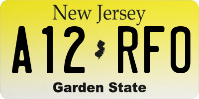 NJ license plate A12RFO