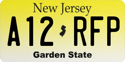 NJ license plate A12RFP