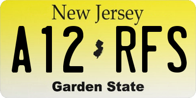 NJ license plate A12RFS