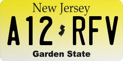 NJ license plate A12RFV