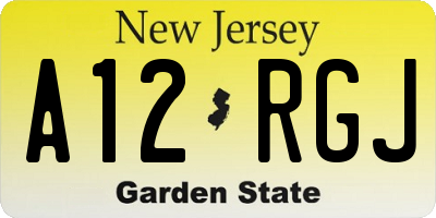 NJ license plate A12RGJ