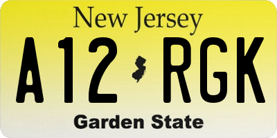 NJ license plate A12RGK