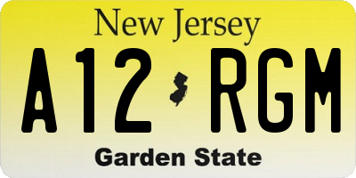 NJ license plate A12RGM