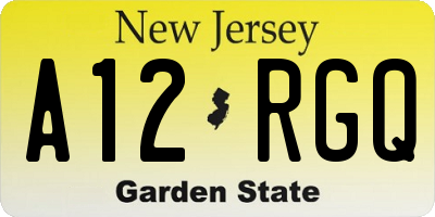 NJ license plate A12RGQ