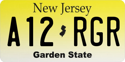 NJ license plate A12RGR
