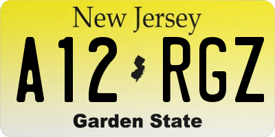 NJ license plate A12RGZ