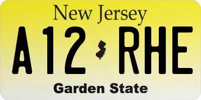 NJ license plate A12RHE