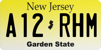 NJ license plate A12RHM