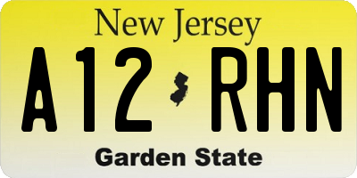 NJ license plate A12RHN