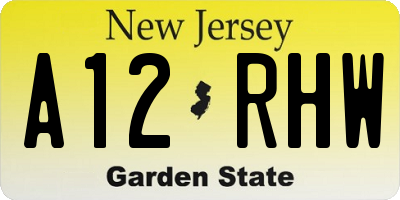 NJ license plate A12RHW