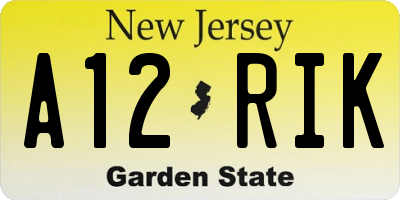 NJ license plate A12RIK