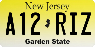NJ license plate A12RIZ