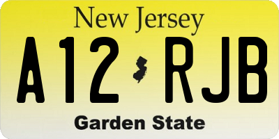 NJ license plate A12RJB
