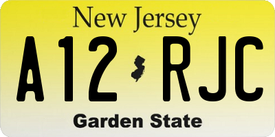 NJ license plate A12RJC