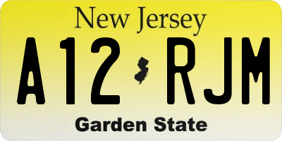 NJ license plate A12RJM