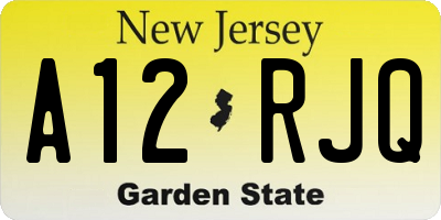NJ license plate A12RJQ
