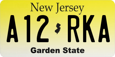 NJ license plate A12RKA