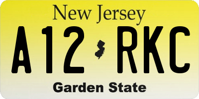 NJ license plate A12RKC
