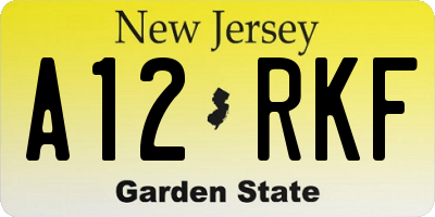 NJ license plate A12RKF