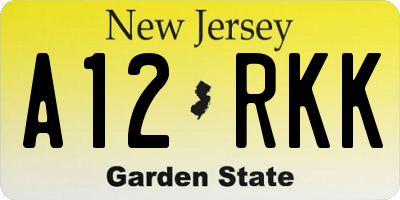 NJ license plate A12RKK