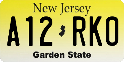 NJ license plate A12RKO