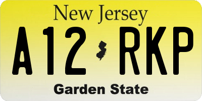 NJ license plate A12RKP