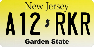 NJ license plate A12RKR