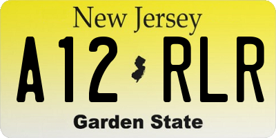 NJ license plate A12RLR