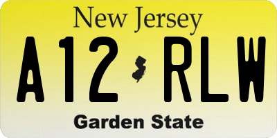 NJ license plate A12RLW