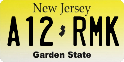 NJ license plate A12RMK
