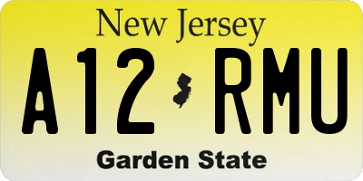 NJ license plate A12RMU