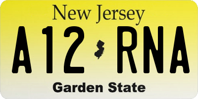 NJ license plate A12RNA