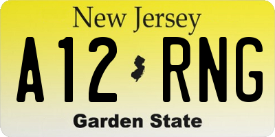 NJ license plate A12RNG