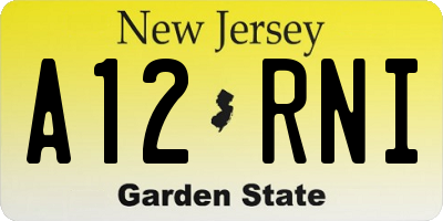 NJ license plate A12RNI