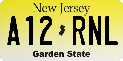 NJ license plate A12RNL