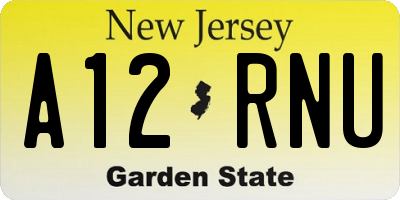 NJ license plate A12RNU