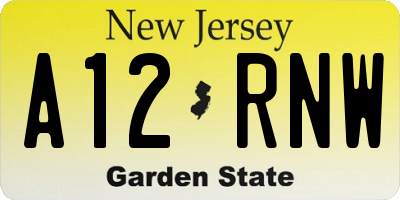 NJ license plate A12RNW